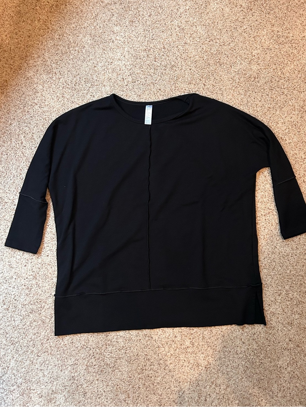SPANX Black Relaxed Crewneck 3/4 Sleeve